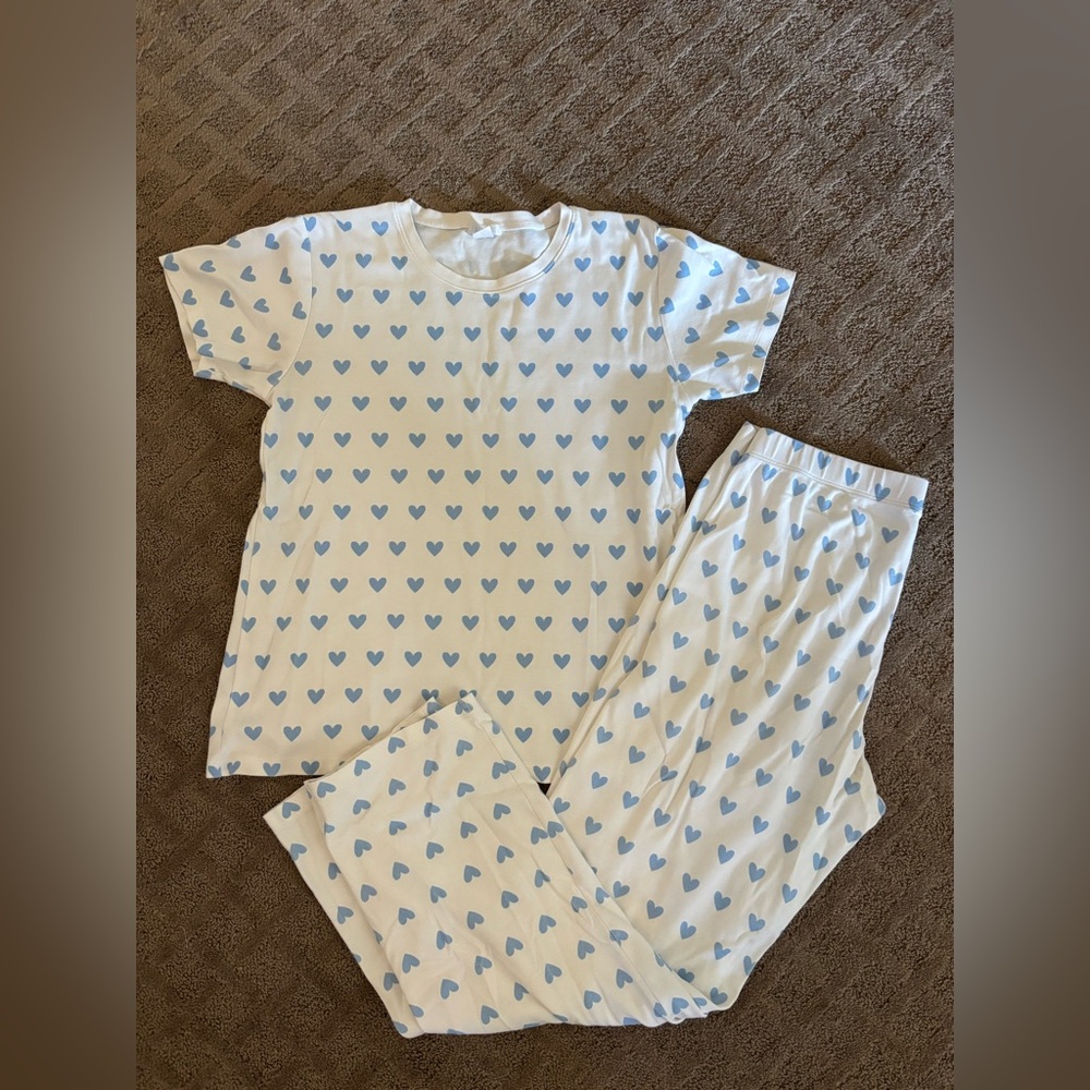 Women’s Lake Pajamas Blue Heart Set Medium